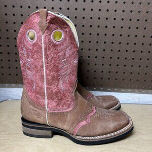 El Gran Potrillo Womens Leather Western Cowboy Boots Pink Sz Mex 25.5